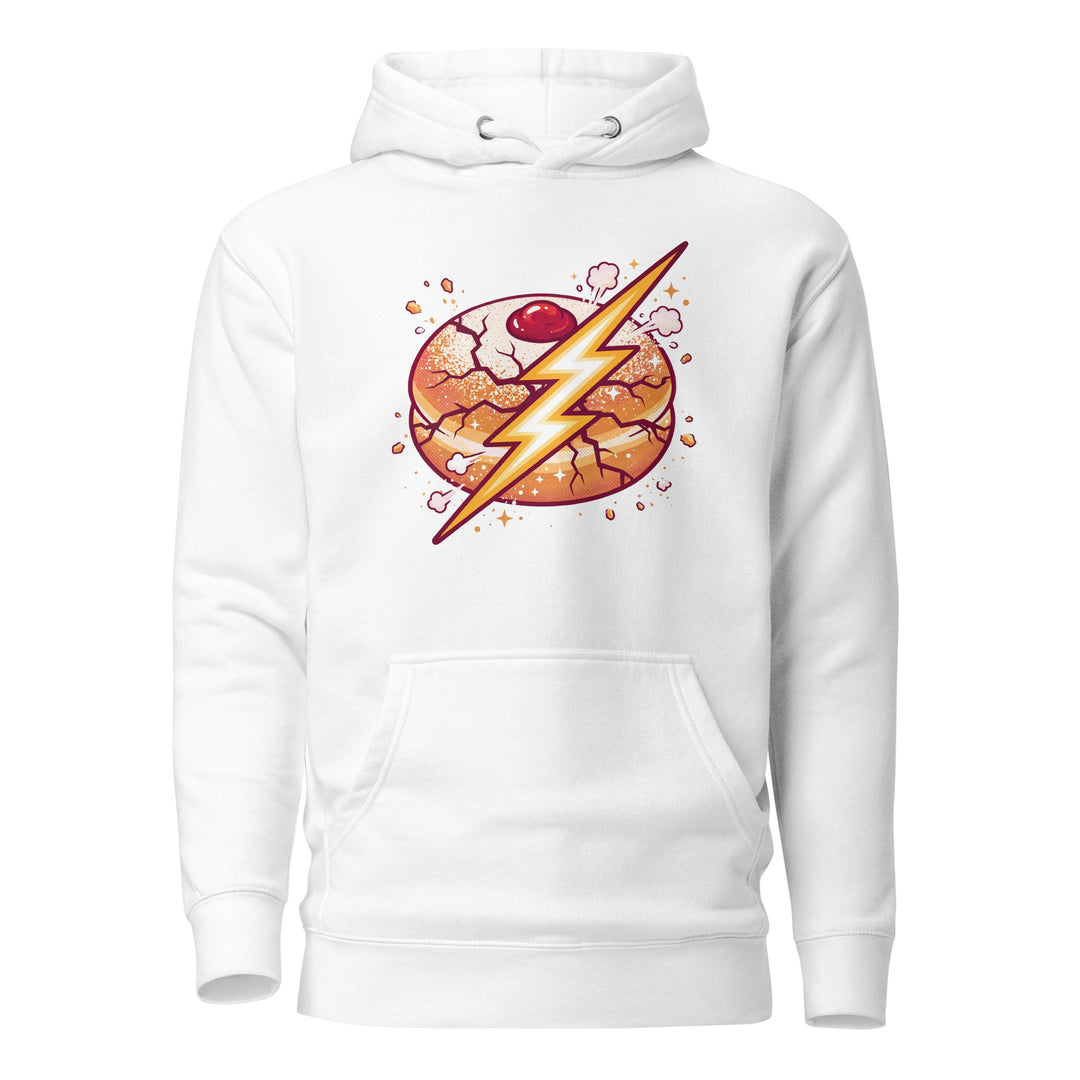 Sufganiyah Lightning Jewish pride hoodie in White - side view