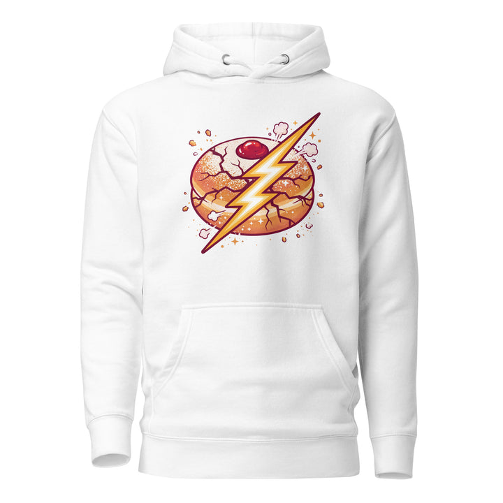 Sufganiyah Lightning Jewish pride hoodie in White - side view