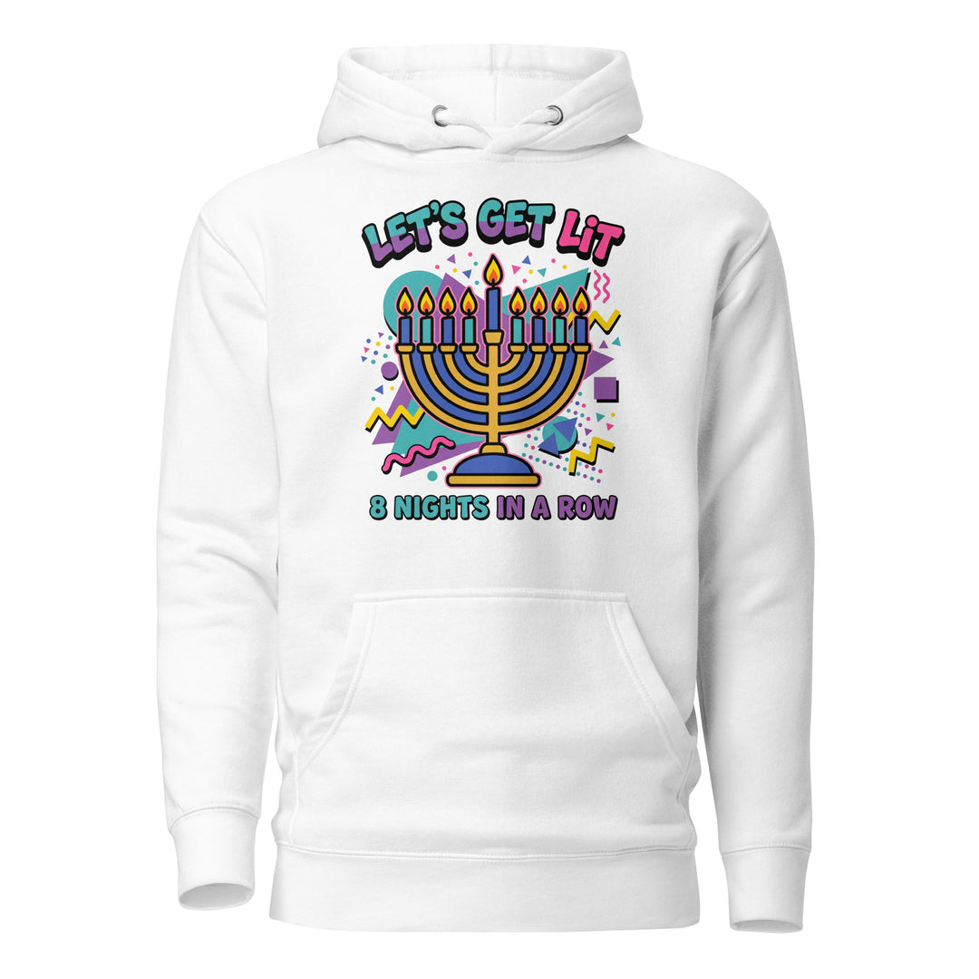Lets Get Lit 90s Jewish pride hoodie in White - front view