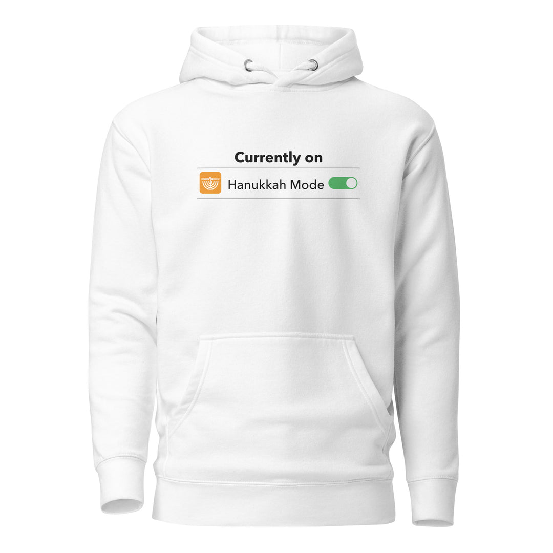Hanukkah Mode Jewish pride hoodie in White - folded view
