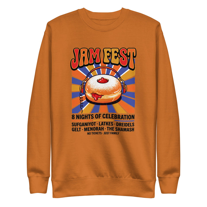 Jam Fest 8 Nights Jewish pride sweatshirt in Adobe - flat lay
