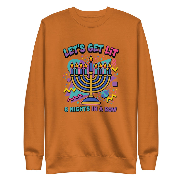 Lets Get Lit 90s Jewish pride sweatshirt in Adobe - lifestyle shot