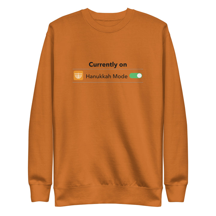 Hanukkah Mode Jewish pride sweatshirt in Adobe - flat lay