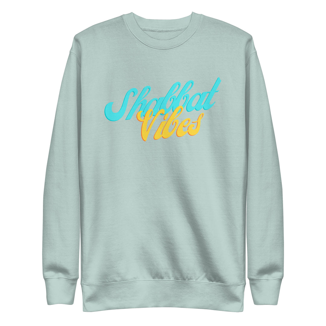 Shabbat Vibes Jewish pride sweatshirt in Agave - back view