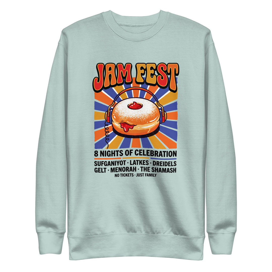Jam Fest 8 Nights Jewish pride sweatshirt in Agave - front view