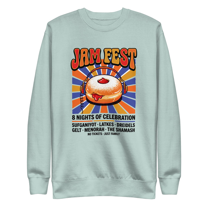 Jam Fest 8 Nights Jewish pride sweatshirt in Agave - front view
