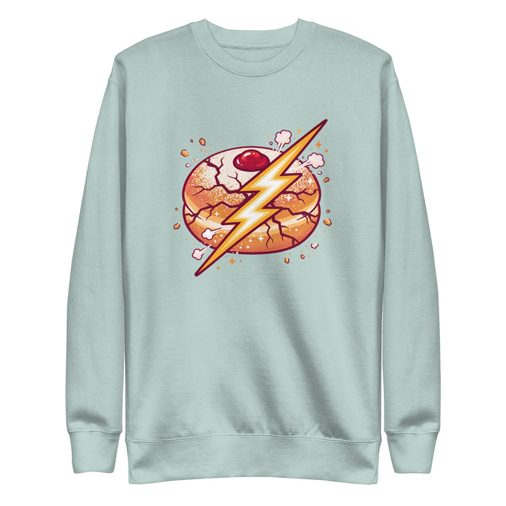 Sufganiyah Lightning Jewish pride sweatshirt in Agave - close-up