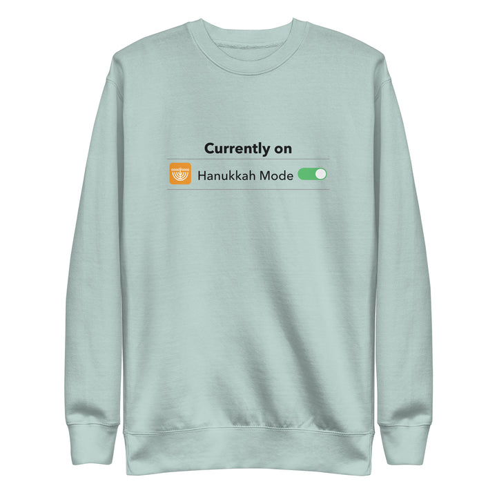 Hanukkah Mode Jewish pride sweatshirt in Agave - front view