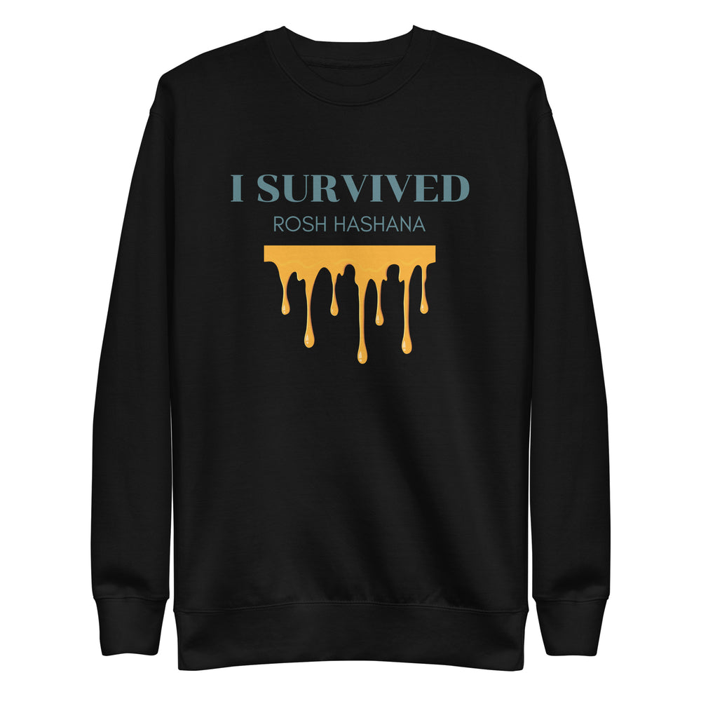 I Survived Rosh HaShana Jewish pride sweatshirt in Black - back view