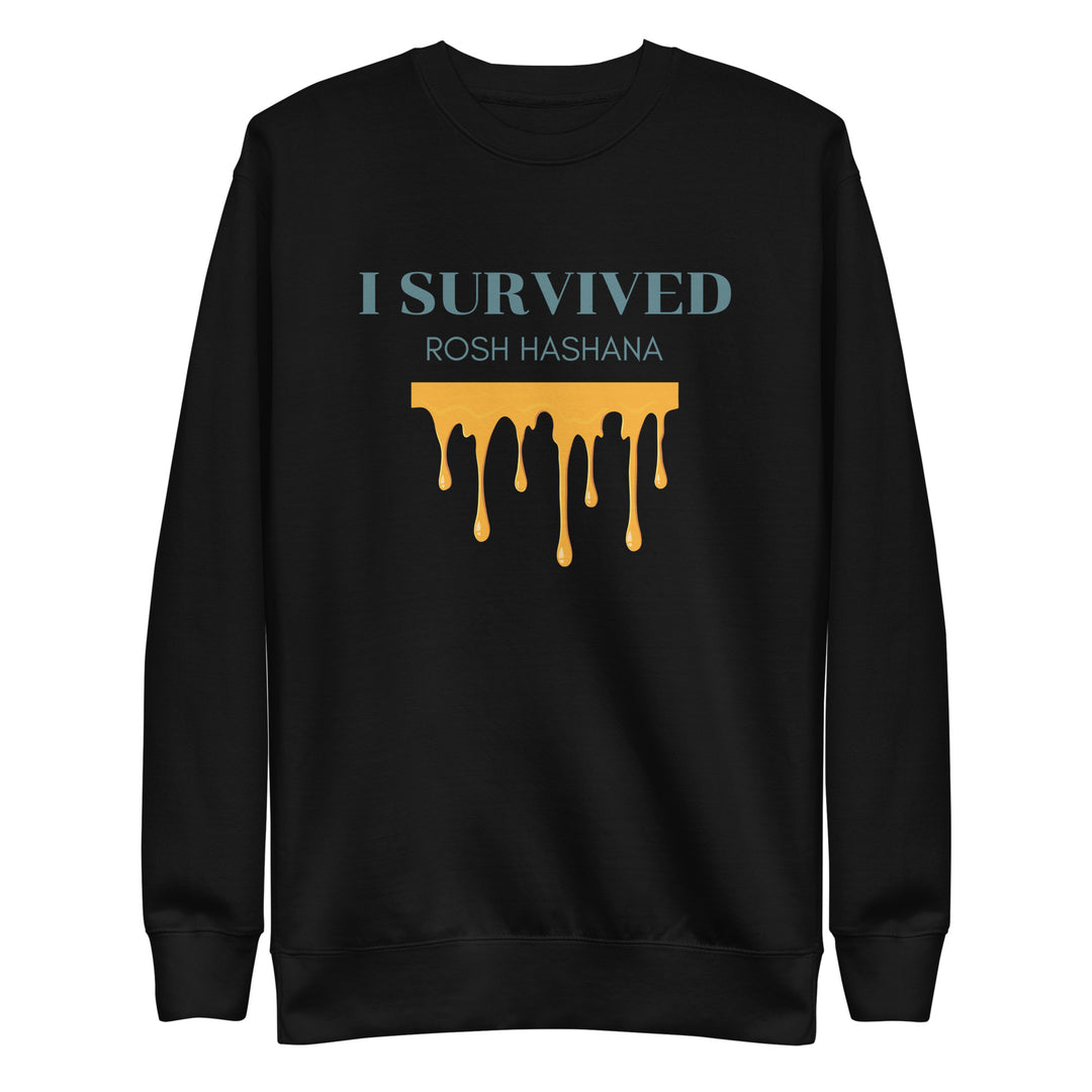 I Survived Rosh HaShana Jewish pride sweatshirt in Black - back view