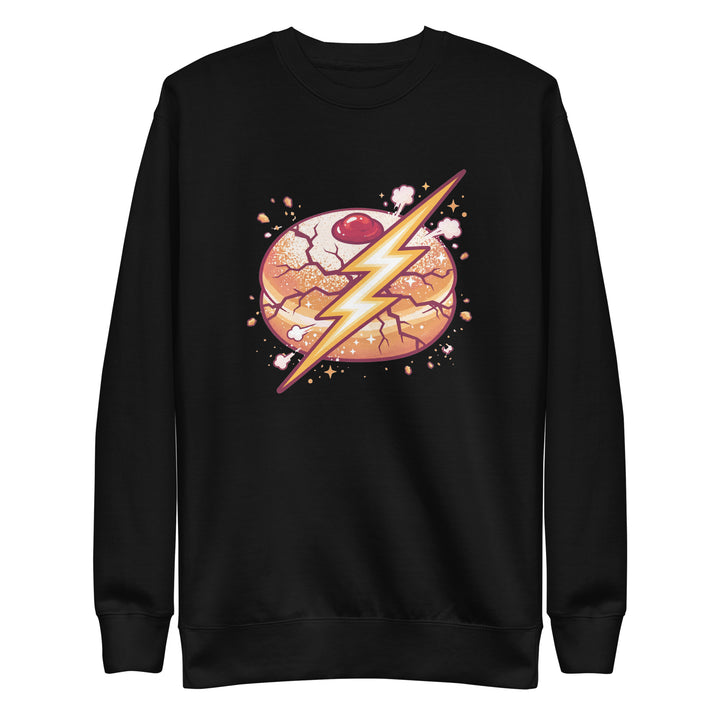 Sufganiyah Lightning Jewish pride sweatshirt in Black - front view
