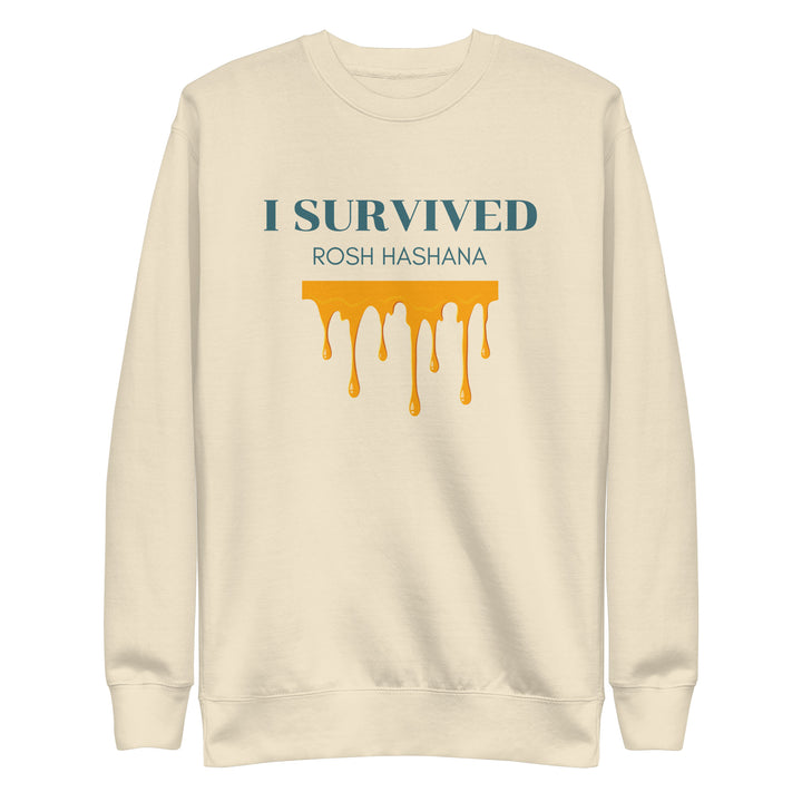 I Survived Rosh HaShana Jewish pride sweatshirt in Bone - close-up