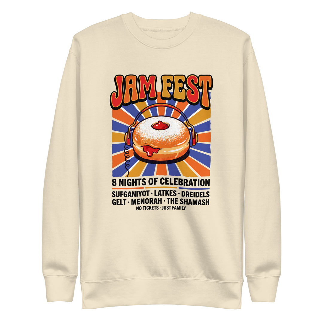 Jam Fest 8 Nights Jewish pride sweatshirt in Bone - close-up