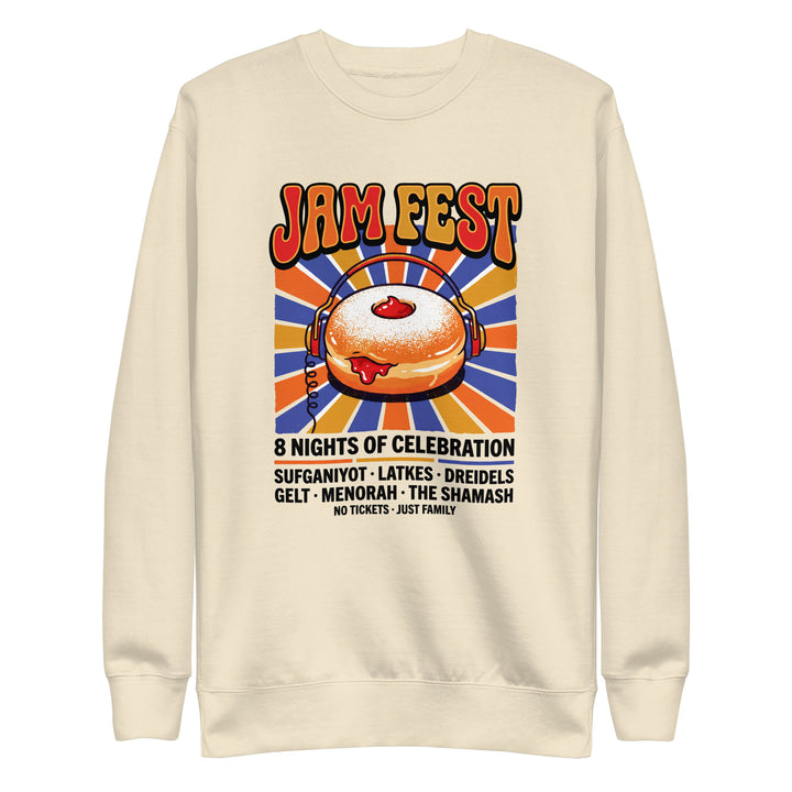 Jam Fest 8 Nights Jewish pride sweatshirt in Bone - close-up