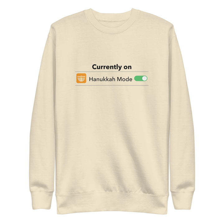Hanukkah Mode Jewish pride sweatshirt in Bone - close-up