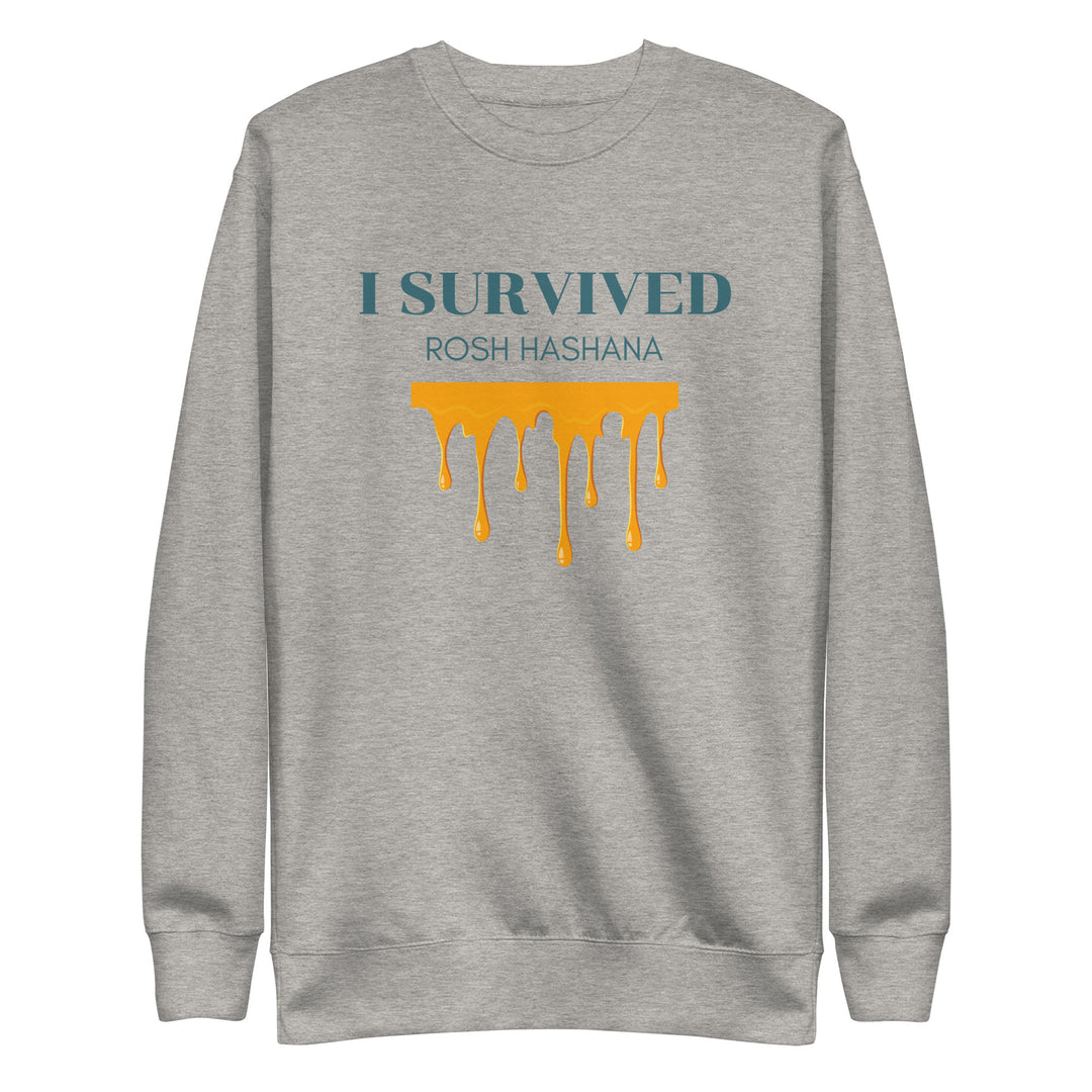I Survived Rosh HaShana Jewish pride sweatshirt in Carbon Grey - folded view
