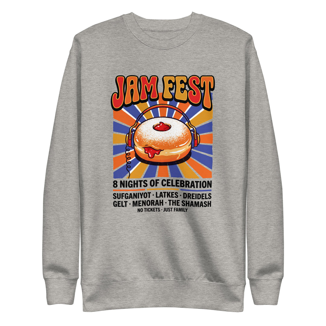 Jam Fest 8 Nights Jewish pride sweatshirt in Carbon Grey - folded view