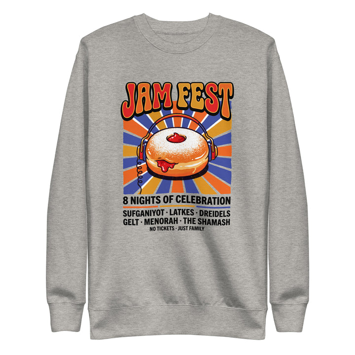 Jam Fest 8 Nights Jewish pride sweatshirt in Carbon Grey - folded view