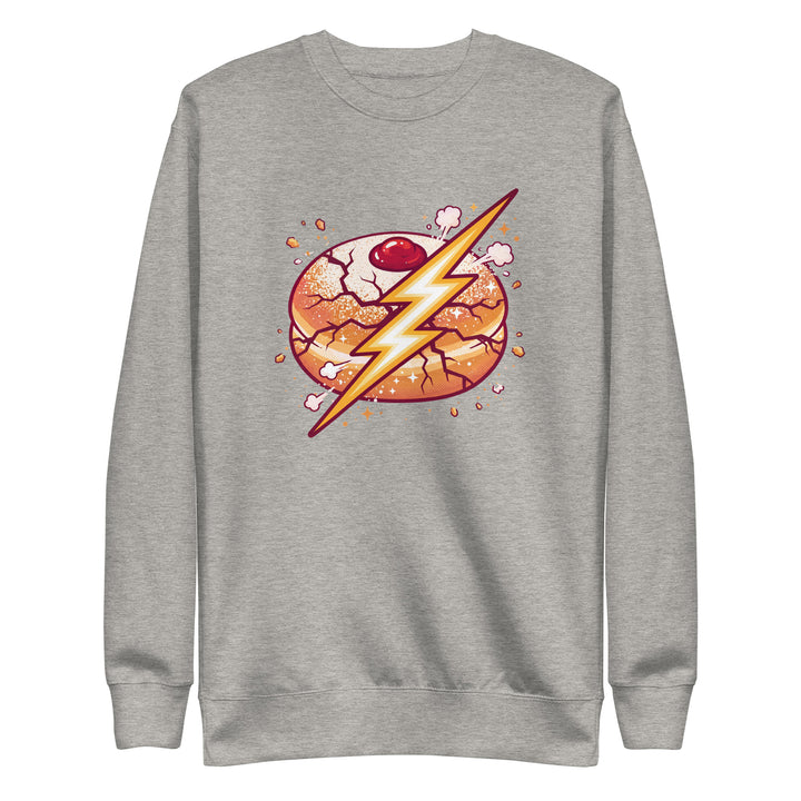 Sufganiyah Lightning Jewish pride sweatshirt in Carbon Grey - detail view