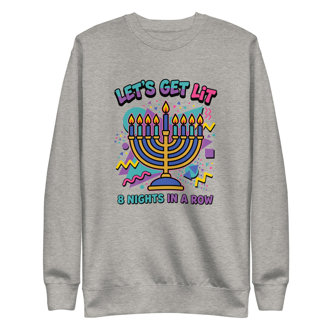 Lets Get Lit 90s Jewish pride sweatshirt in Carbon Grey - back view