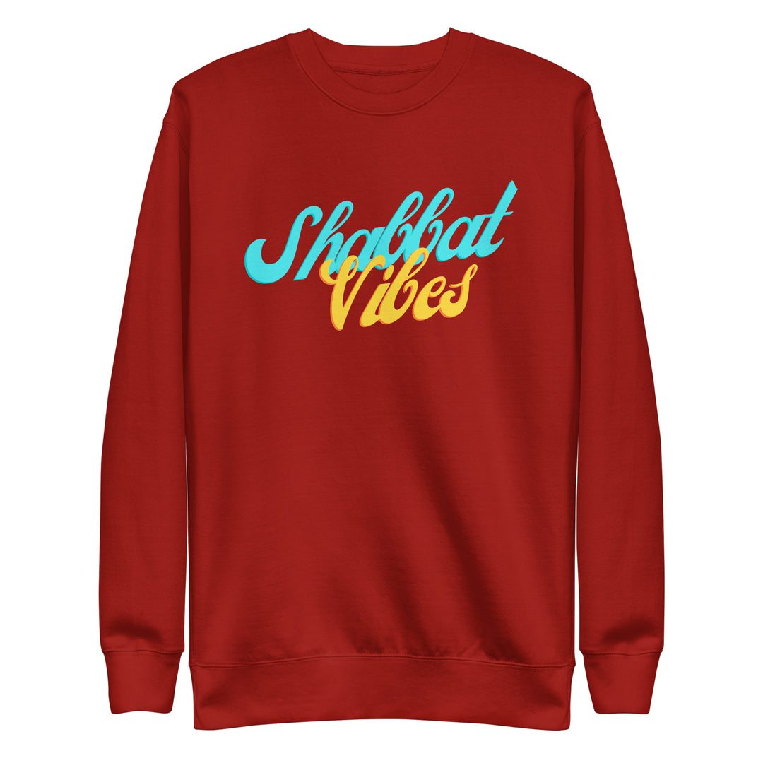 Shabbat Vibes Jewish pride sweatshirt in Cardinal - detail view