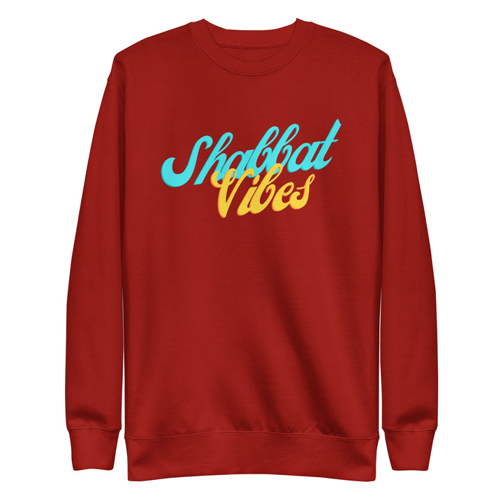 Shabbat Vibes Jewish pride sweatshirt in Cardinal - detail view
