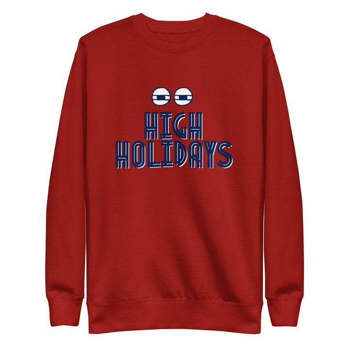 High Holidays Jewish pride sweatshirt in Cardinal - close-up