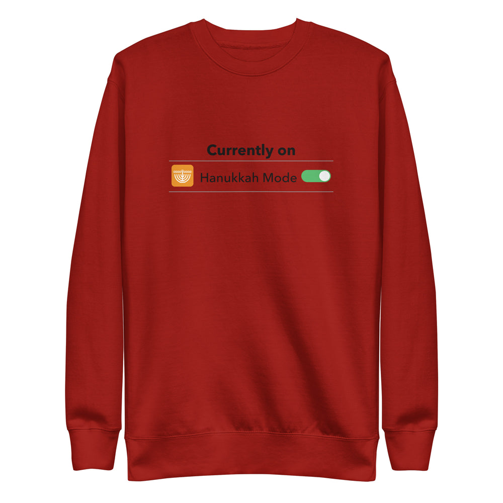 Hanukkah Mode Jewish pride sweatshirt in Cardinal - back view