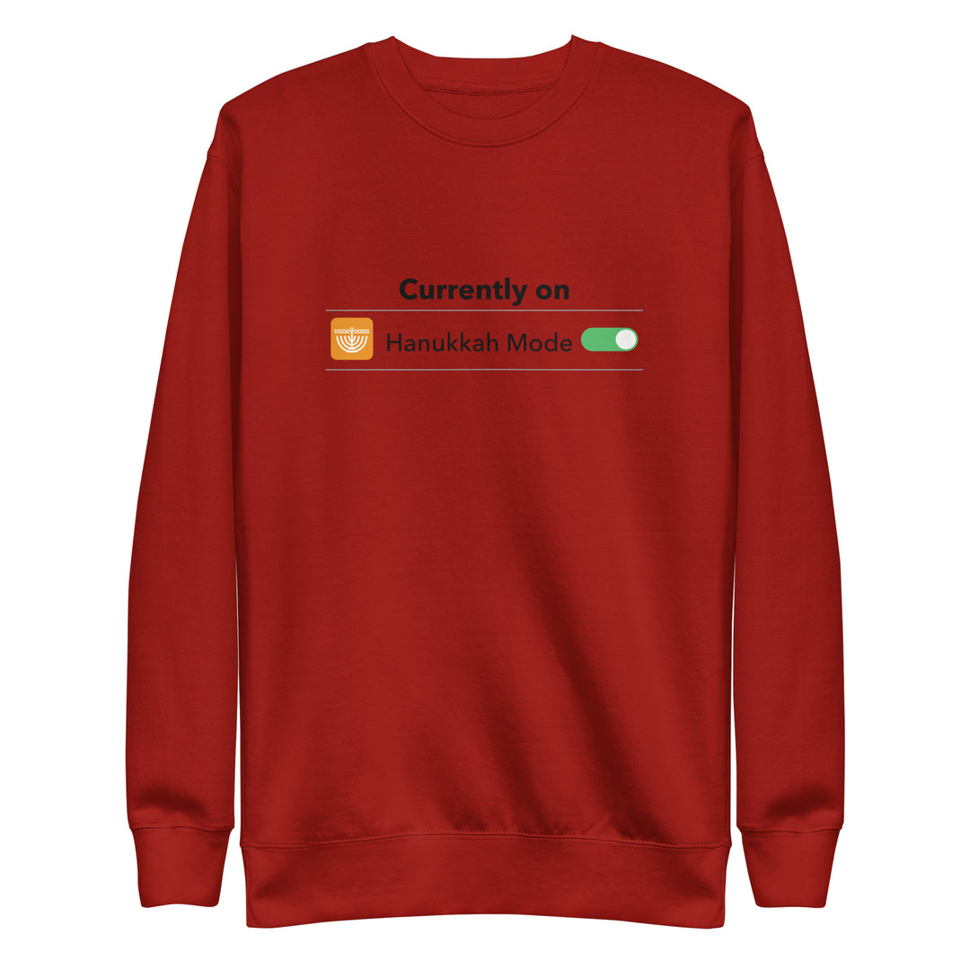 Hanukkah Mode Jewish pride sweatshirt in Cardinal - back view