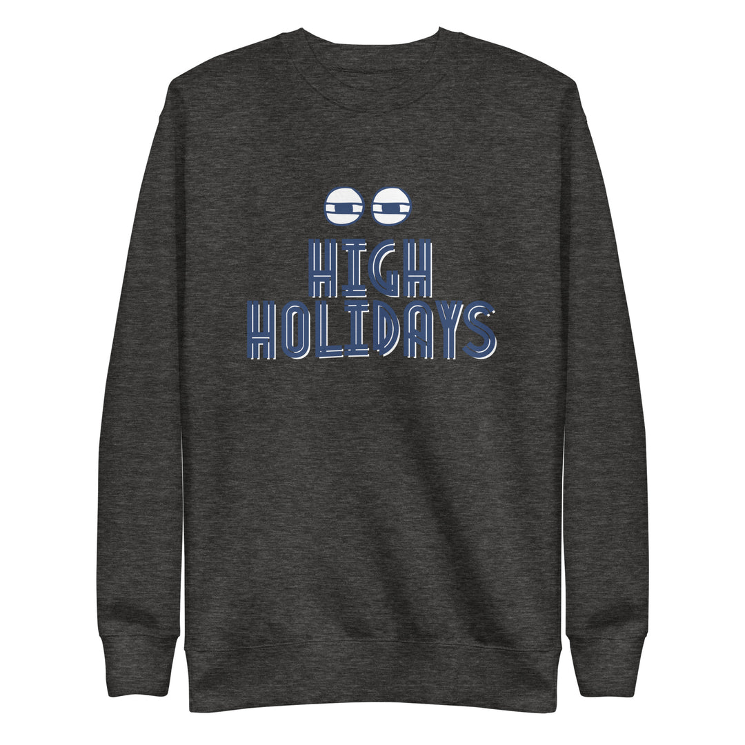 High Holidays Jewish pride sweatshirt in Charcoal Heather - flat lay
