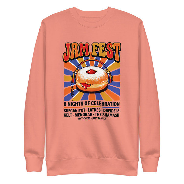 Jam Fest 8 Nights Jewish pride sweatshirt in Dusty Rose - lifestyle shot