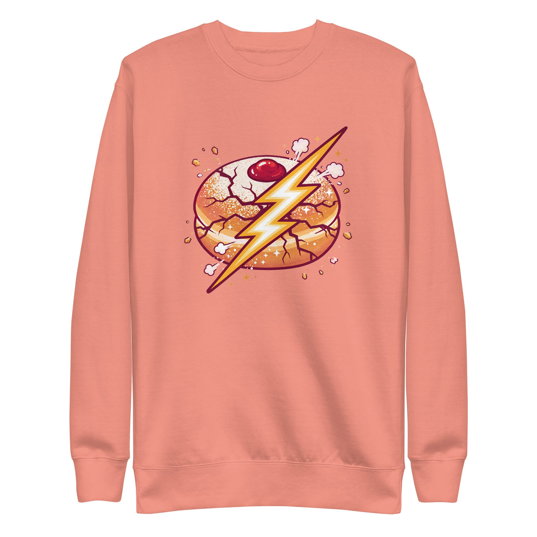 Sufganiyah Lightning Jewish pride sweatshirt in Dusty Rose - back view