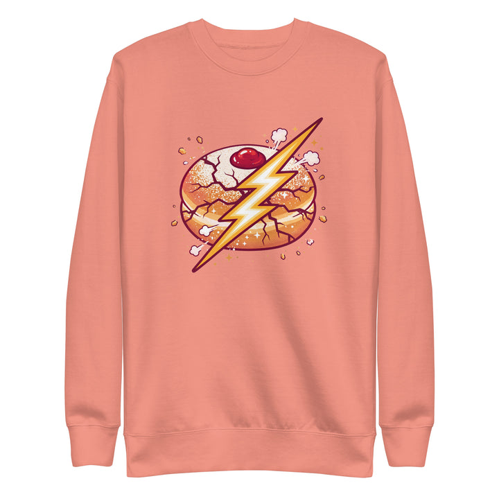 Sufganiyah Lightning Jewish pride sweatshirt in Dusty Rose - back view