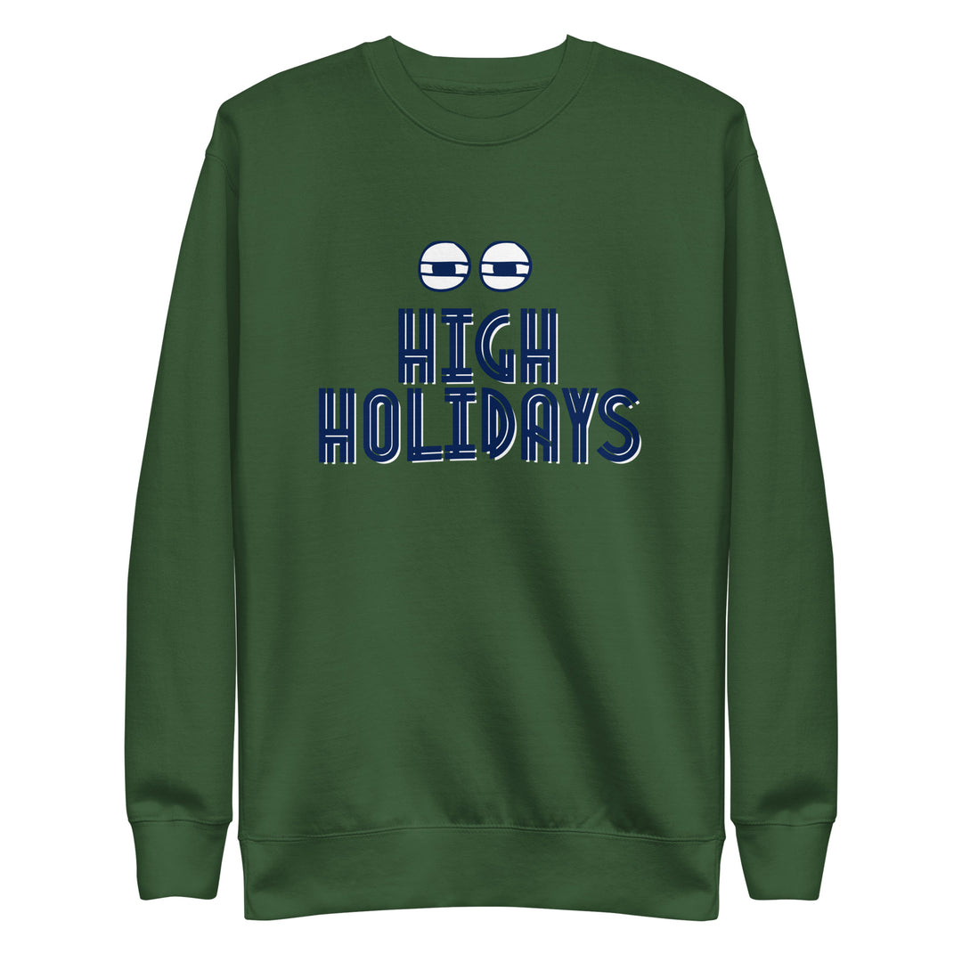 High Holidays Jewish pride sweatshirt in Forest Green - side view