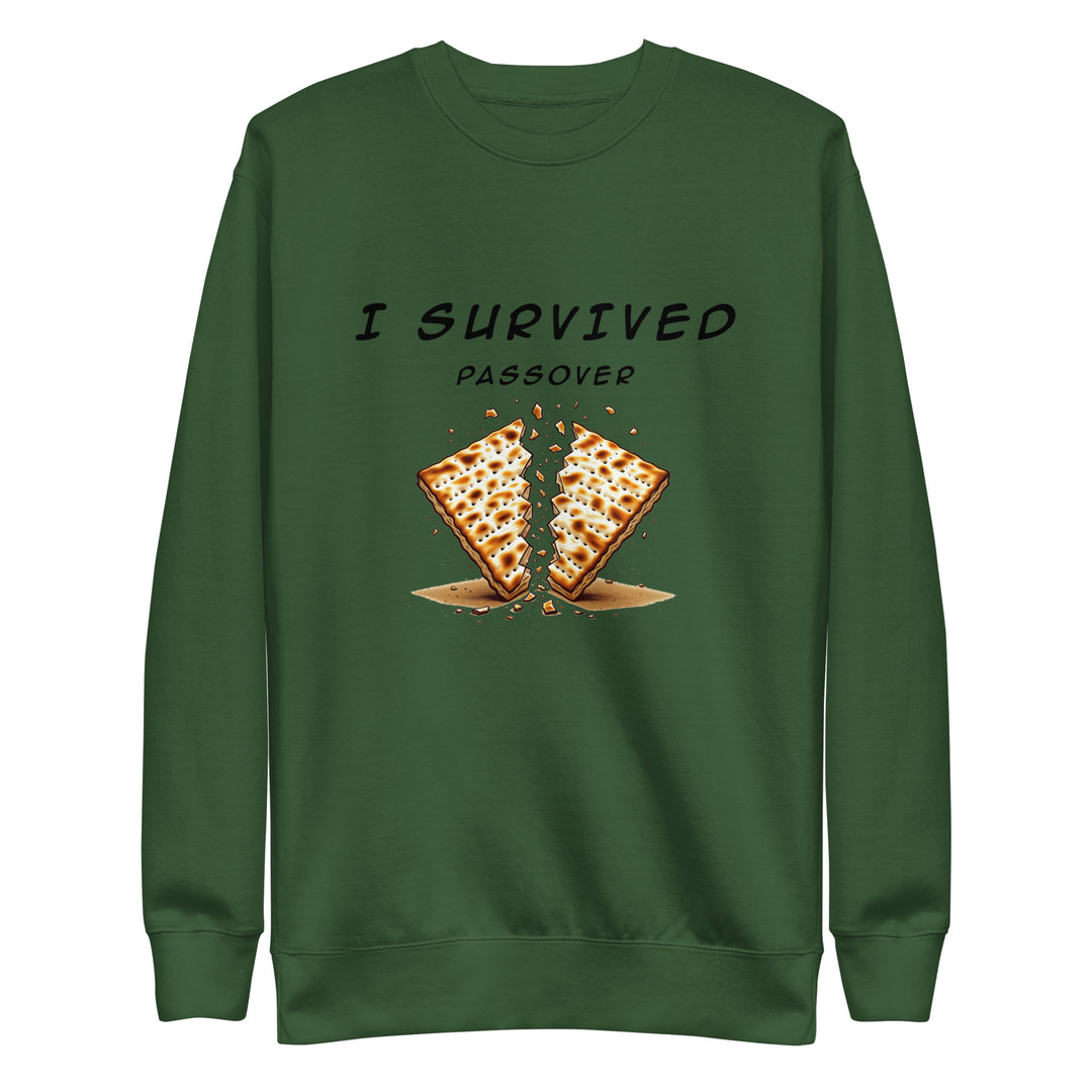 Passover Jewish pride sweatshirt in Forest Green - close-up