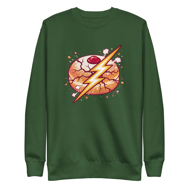 Sufganiyah Lightning Jewish pride sweatshirt in Forest Green - lifestyle shot