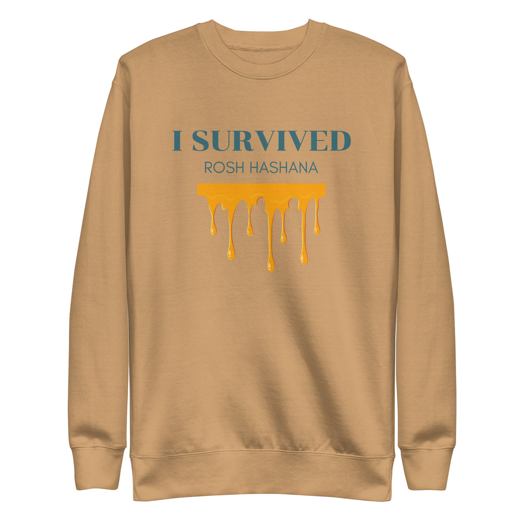 I Survived Rosh HaShana Jewish pride sweatshirt in Khaki - side view