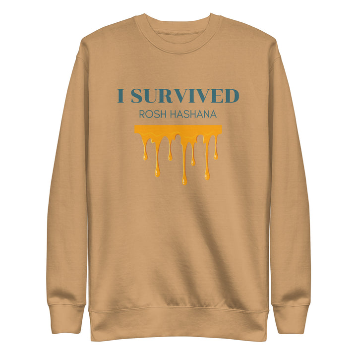 I Survived Rosh HaShana Jewish pride sweatshirt in Khaki - side view