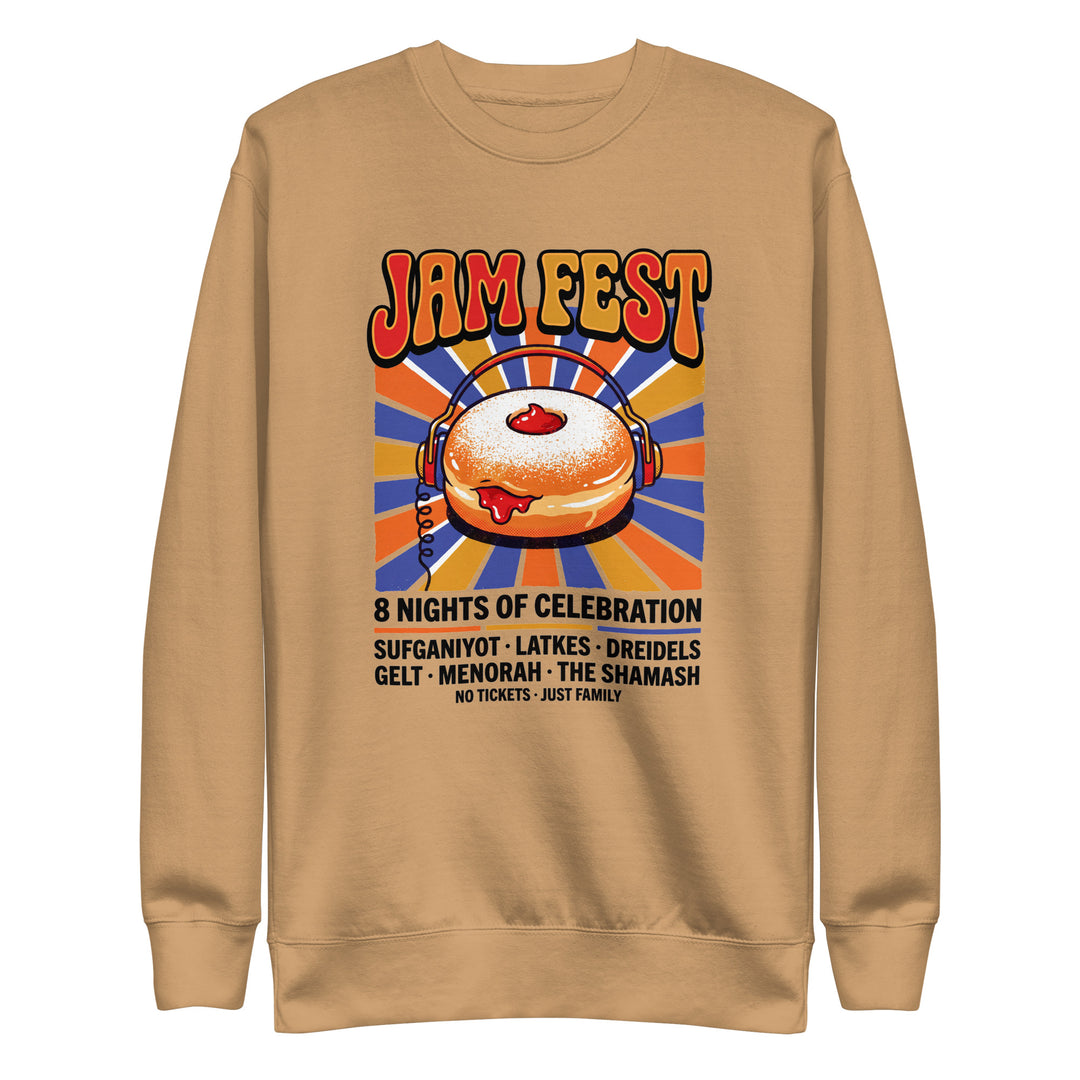Jam Fest 8 Nights Jewish pride sweatshirt in Khaki - side view