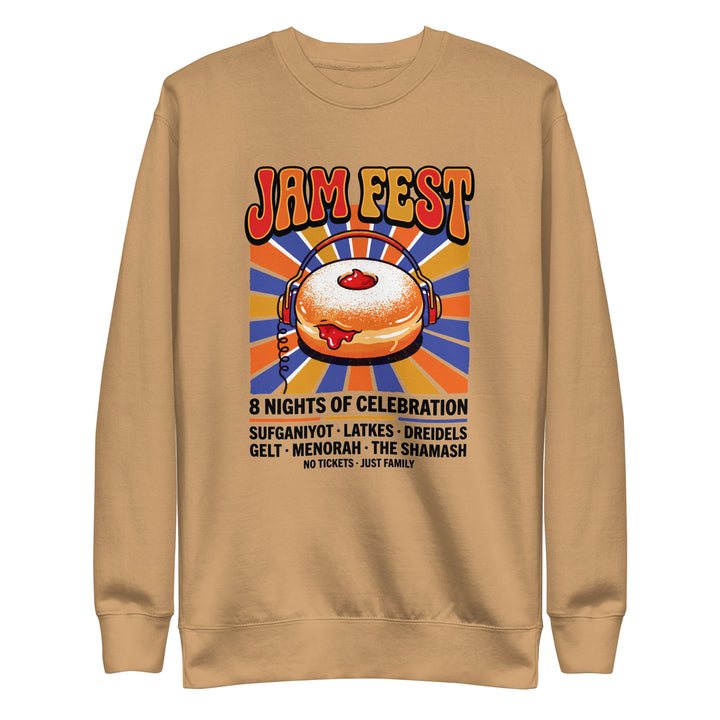 Jam Fest 8 Nights Jewish pride sweatshirt in Khaki - side view