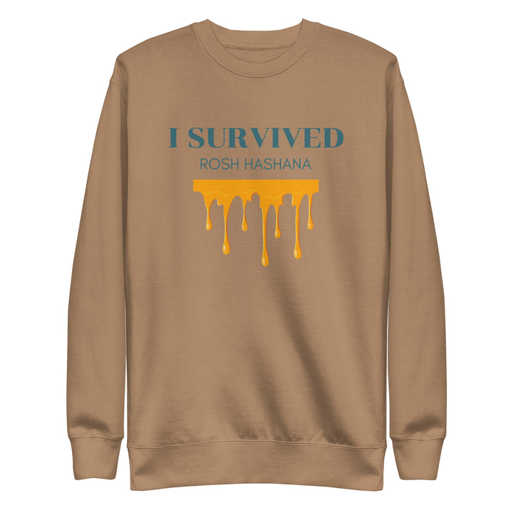 I Survived Rosh HaShana Jewish pride sweatshirt in Latte - lifestyle shot