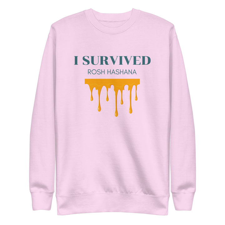 I Survived Rosh HaShana Jewish pride sweatshirt in Lavender - detail view