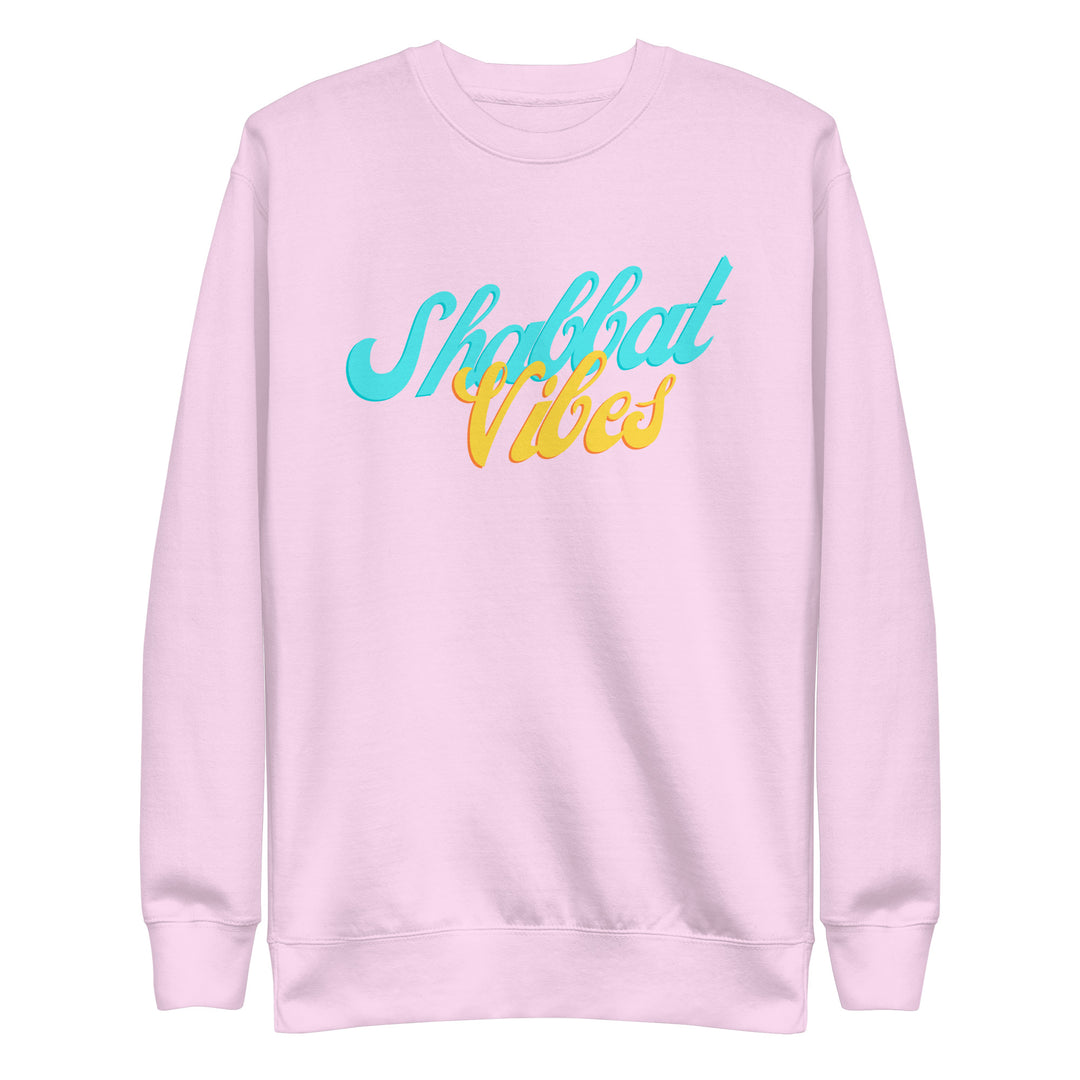 Shabbat Vibes Jewish pride sweatshirt in Lavender - close-up