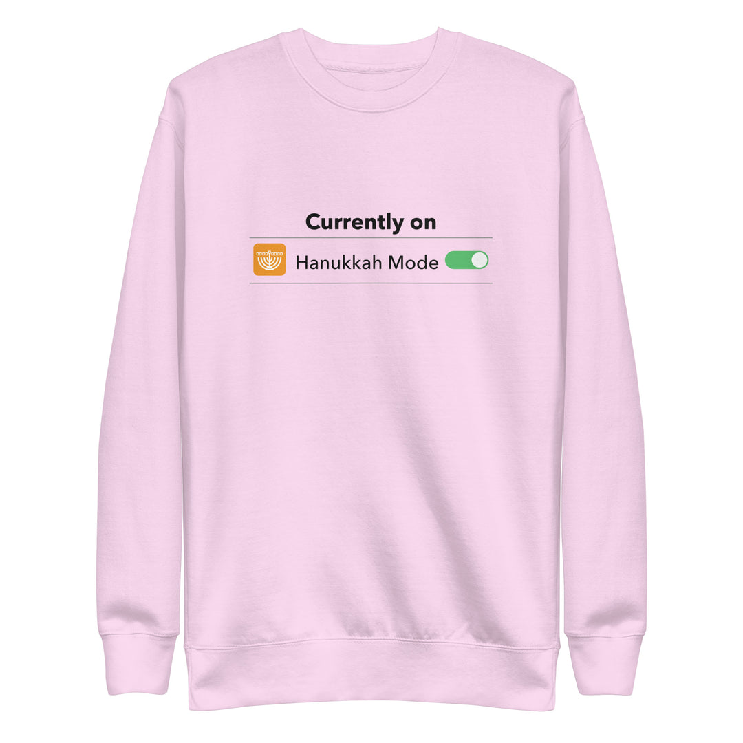 Hanukkah Mode Jewish pride sweatshirt in Lavender - detail view