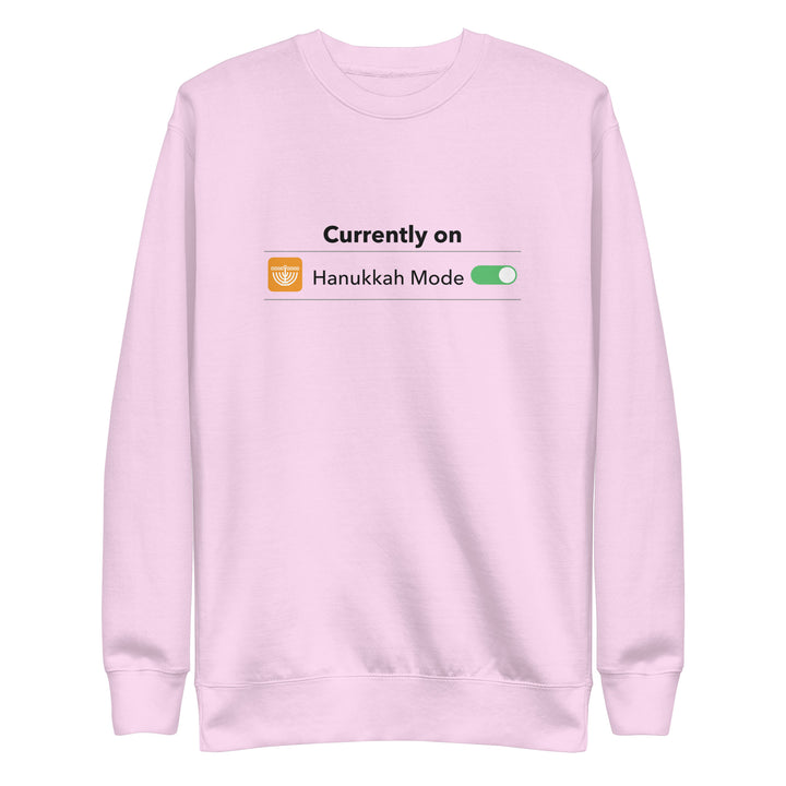 Hanukkah Mode Jewish pride sweatshirt in Lavender - detail view