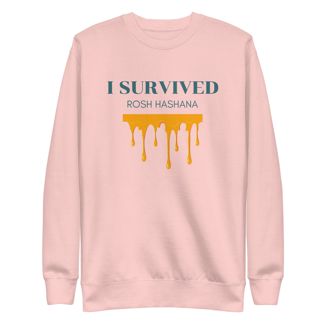 I Survived Rosh HaShana Jewish pride sweatshirt in Light Pink - back view