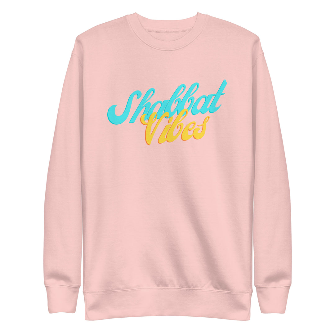 Shabbat Vibes Jewish pride sweatshirt in Light Pink - detail view
