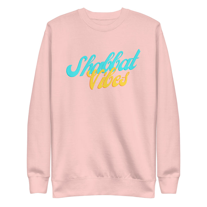 Shabbat Vibes Jewish pride sweatshirt in Light Pink - detail view