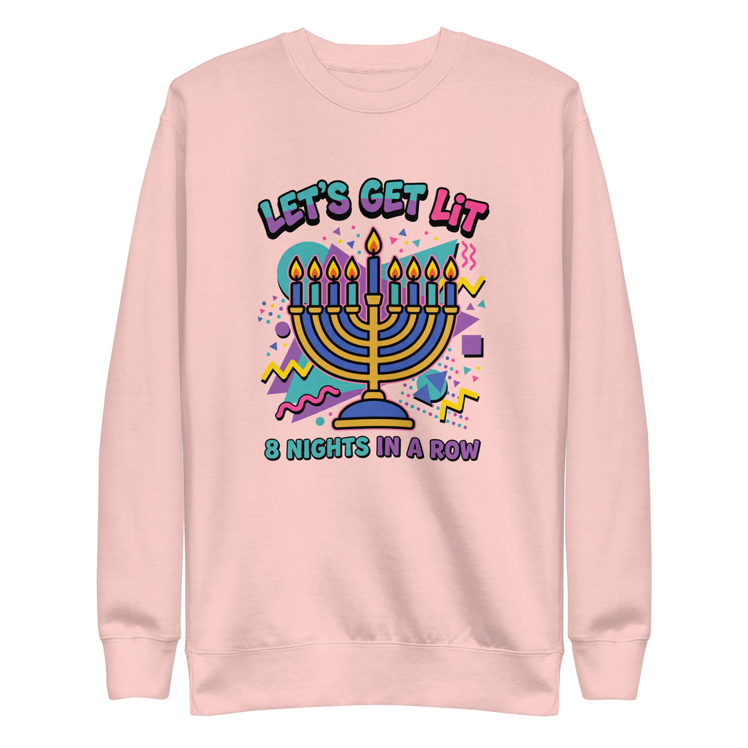 Lets Get Lit 90s Jewish pride sweatshirt in Light Pink - close-up