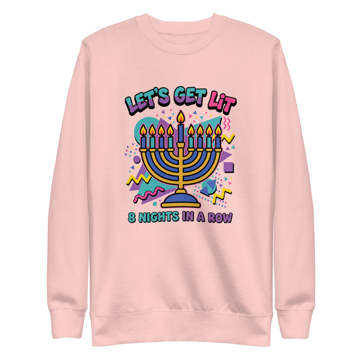 Lets Get Lit 90s Jewish pride sweatshirt in Light Pink - close-up
